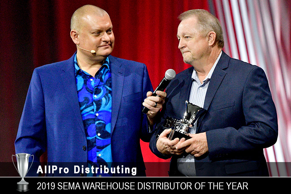AllPro Distributing - Channel Partner of the year accepting award on stage