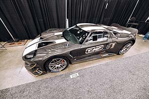 Gray and white Ford GT with carbon fiber body