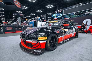 Black, red and white race car