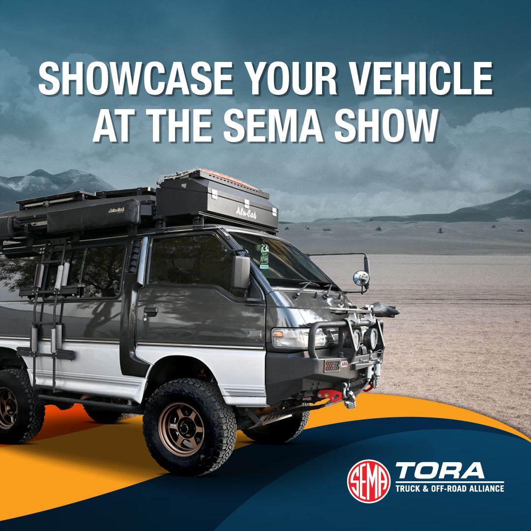 TORA FEATURE VEHICLES mobile header image with crowd and TORA logo